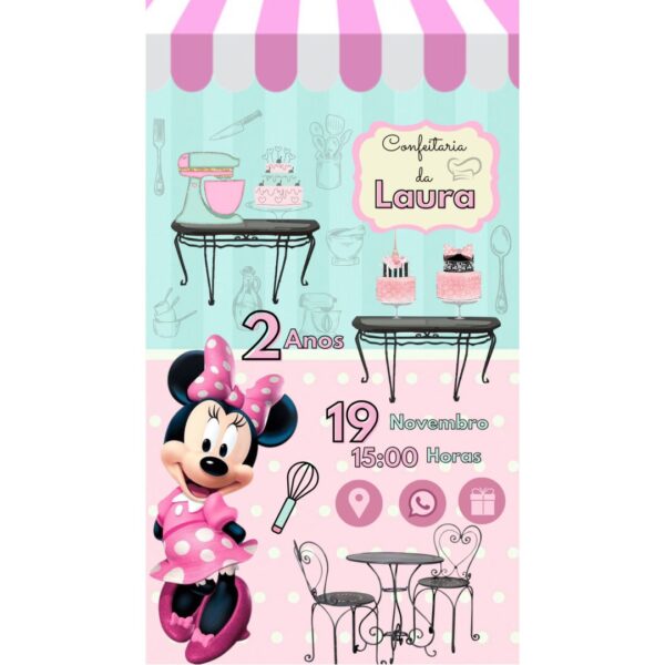 Convite Aniversário Infantil com Botão Clicável - Minnie 3 - Image 2
