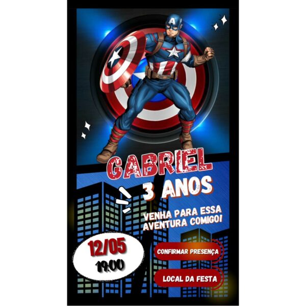 Convite Aniversário Infantil com Botão Clicável - Vingadores 2 - Image 2