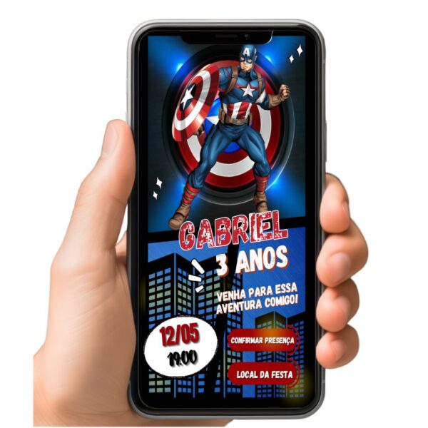 Convite Aniversário Infantil com Botão Clicável - Vingadores 2