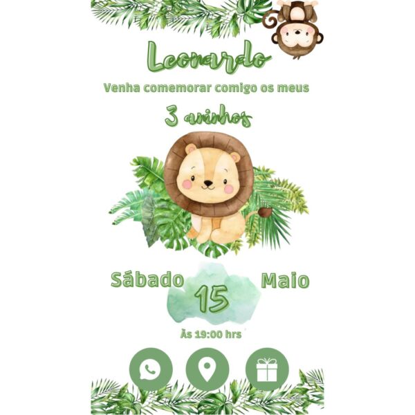 Convite Aniversário Infantil com Botão Clicável - Safari 4 - Image 2