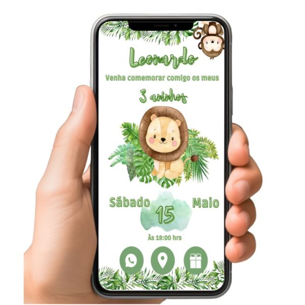 Convite Aniversário Infantil com Botão Clicável - Safari 4