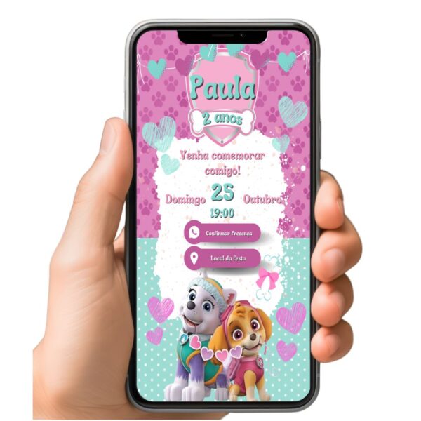 Convite Aniversário Infantil com Botão Clicável - Patrulha Canina 3