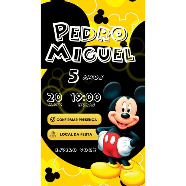 Convite Aniversário Infantil com Botão Clicável - Mickey 2 - Image 2