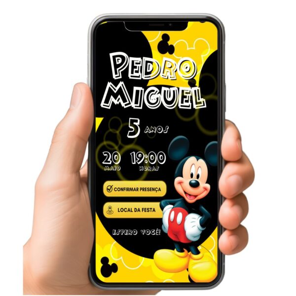 Convite Aniversário Infantil com Botão Clicável - Mickey 2